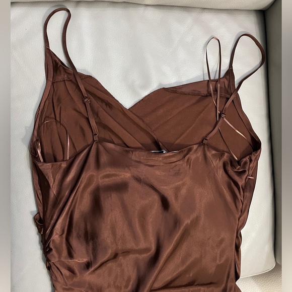 Zara Women’s Satin Effect V Neck Strappy Midi Dress - Size XL - Picture 10 of 13